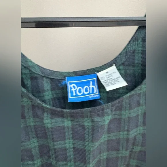 Vintage Disney Pooh Plaid Jumper Dress Winnie the Pooh Embroidered Size M - Picture 3 of 6